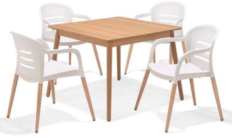 LifestyleGarden Onyx 4 Seat Dining Set White