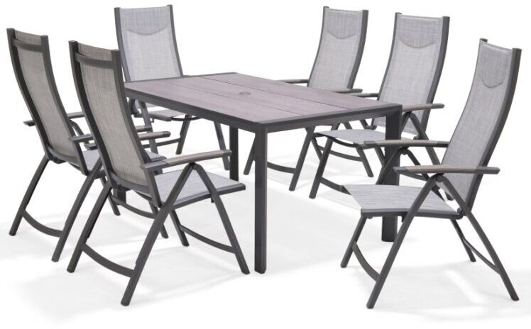 LifestyleGarden Urbanite Panama Dark 6 Seat Reclining Dining Set