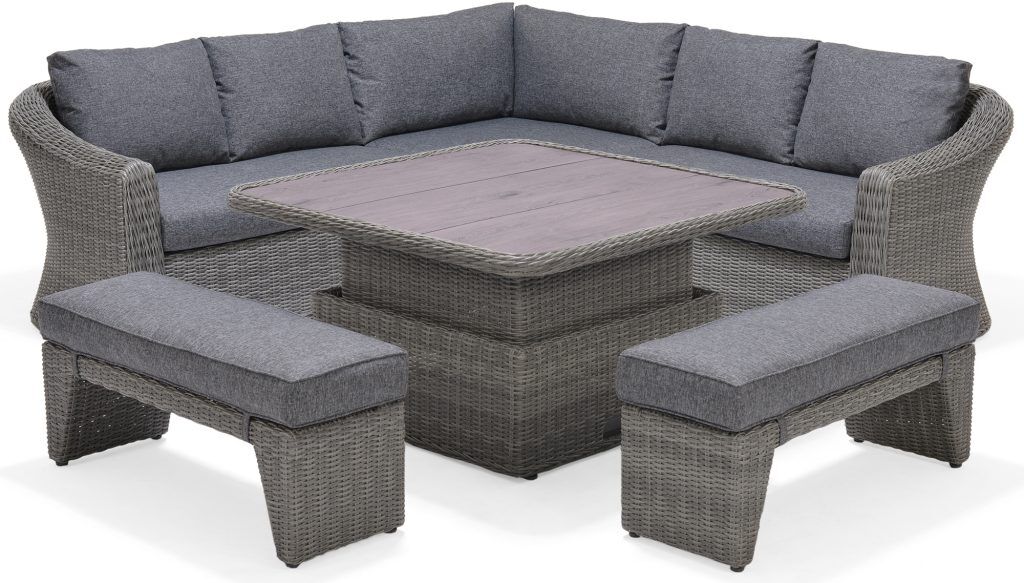 LifestyleGarden Martinique Grey Casual Corner Dining Bench Set