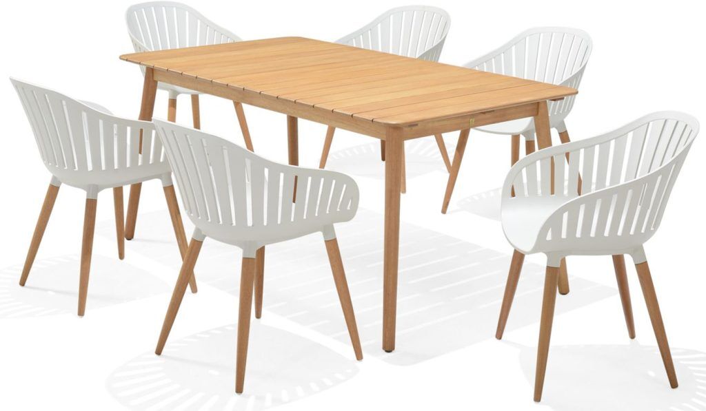 LifestyleGarden Nassau DuraOcean 6 Seat Rectangular Dining Set - Oatmeal