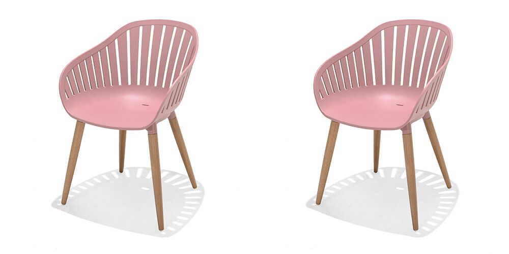 LifestyleGarden Nassau DuraOcean Pair of Dining Chairs - Pink