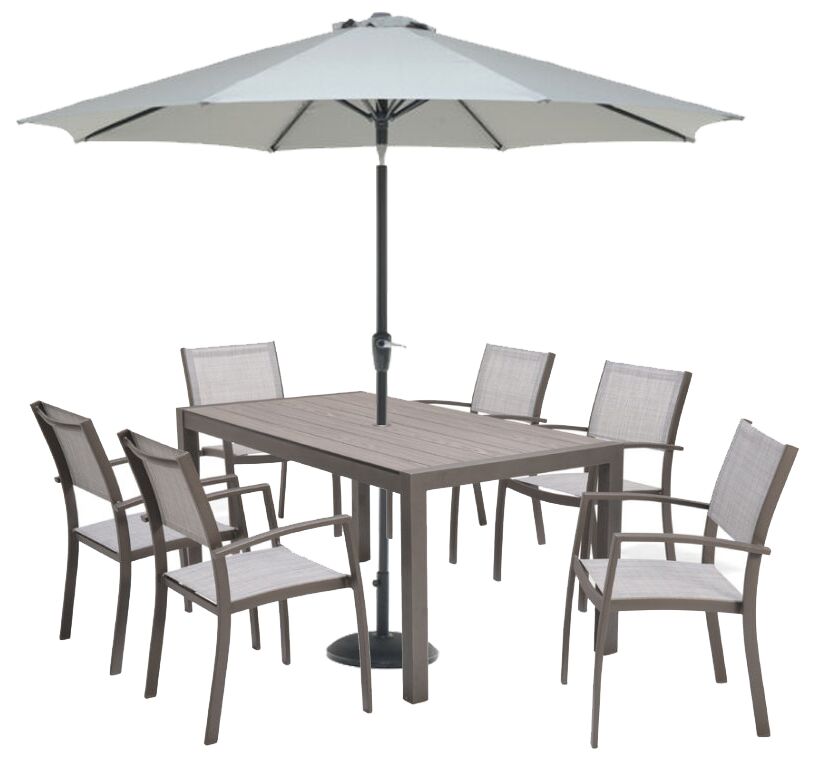 LifestyleGarden Solana 6 Seat Dining Set including Parasol and Base