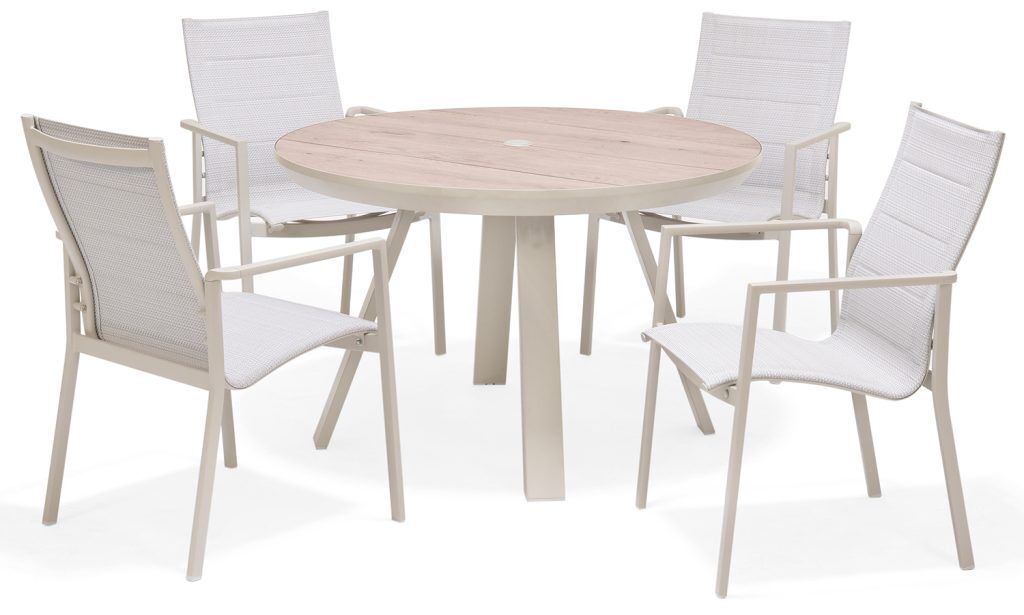 LifestyleGarden Urbanite Sand 4 Seat Round Padded Dining Set