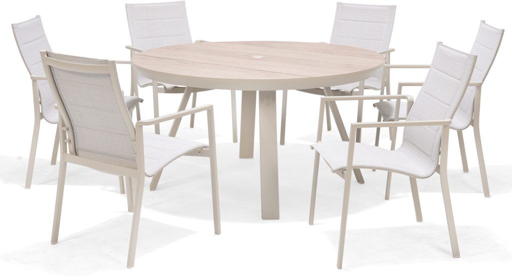 LifestyleGarden Urbanite Sand 6 Seat Round Padded Dining Set