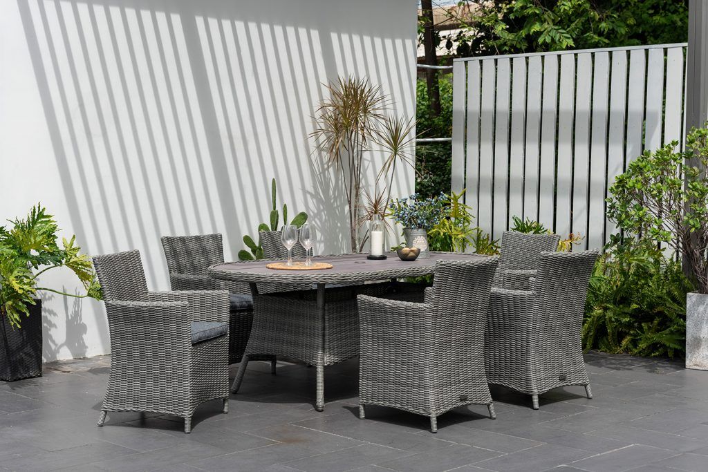 LifestyleGarden Martinique Bermuda 6 Seat Dining Set in Grey