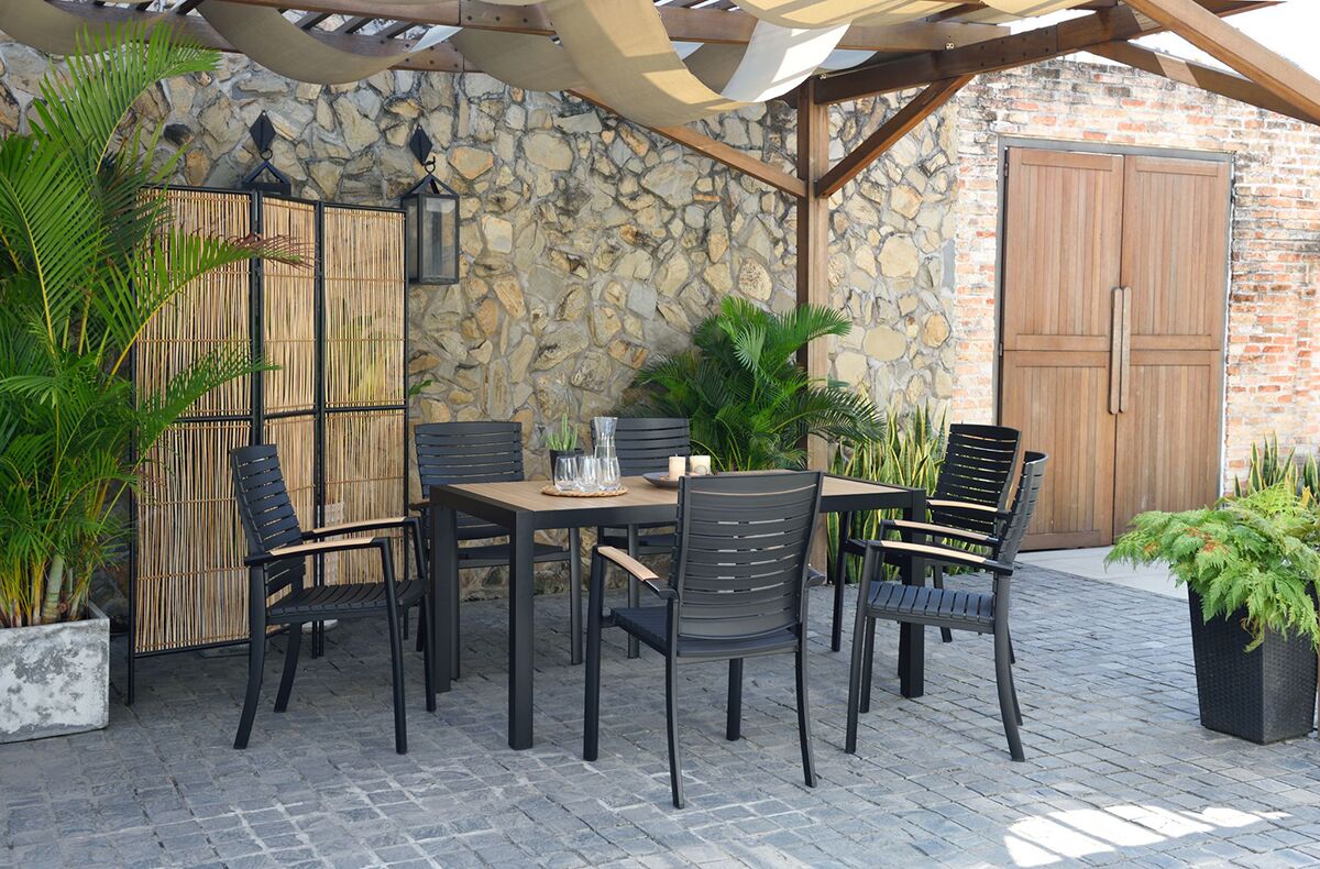 LifestyleGarden Panama 6 Seat Stacking Dining Set - DuraOcean