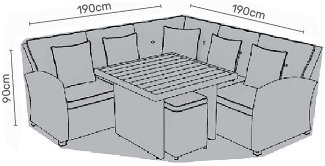 LifestyleGarden Premium Furniture Cover casual Dining Set Lite 190x190cm - Grey