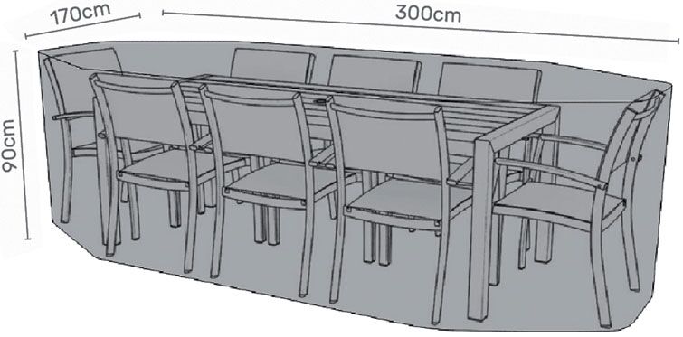 LifestyleGarden Premium Furniture Cover 8x Rectangular dining set - Grey