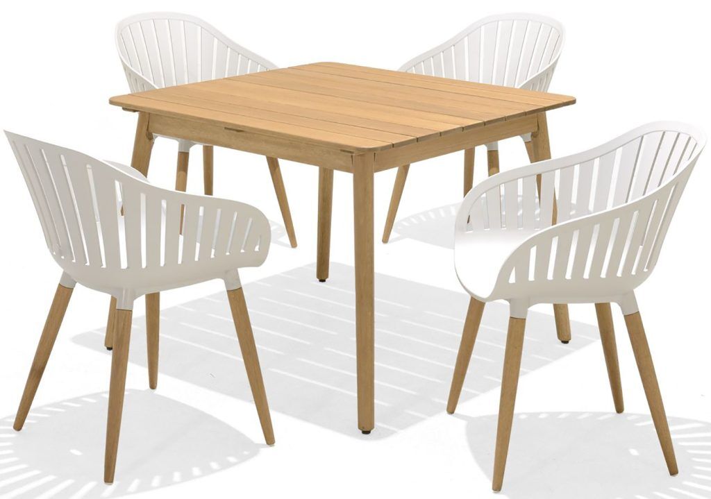 LifestyleGarden Nassau DuraOcean 4 Seat Square Dining Set - Oatmeal