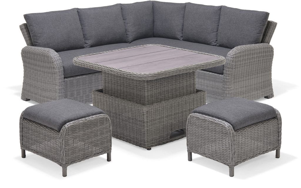 LifestyleGarden Martinique Grey Lite Casual Corner Ottoman Set