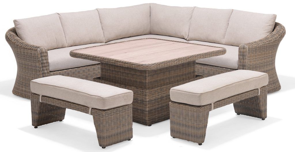 LifestyleGarden Martinique Natural Casual Corner Dining Bench Set