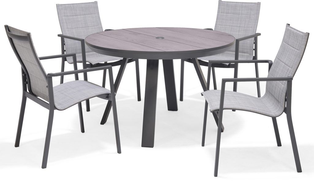 LifestyleGarden Urbanite Dark 4 Seat Round Padded Dining Set