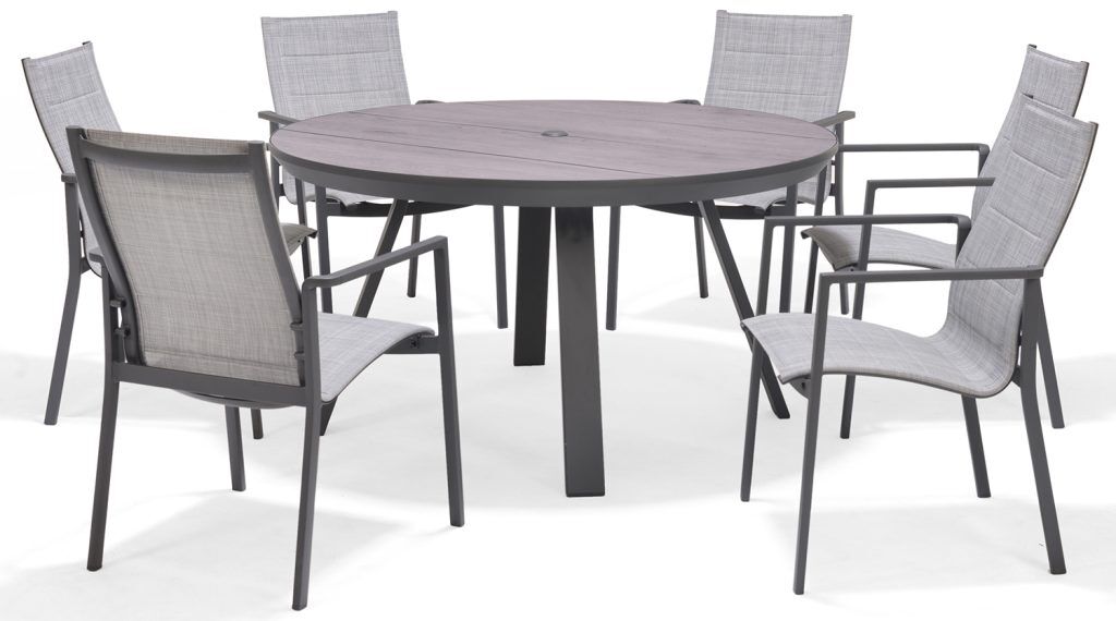 LifestyleGarden Urbanite Dark 6 Seat Round Padded Dining Set